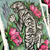 Crawling White Tiger Emetic Art Print