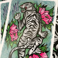 Image 2 of Crawling White Tiger Emetic Art Print