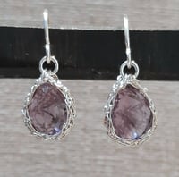 Image 1 of Sterling and Amethyst Crochet Earrings