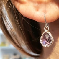 Image 2 of Sterling and Amethyst Crochet Earrings