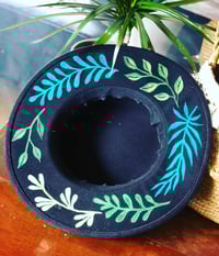 Image 3 of Black Flat Brim Painted Hat 