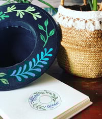 Image 4 of Black Flat Brim Painted Hat 
