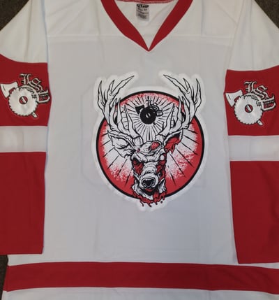 Image of LSP: 20TH ANNIVERSARY RED / WHITE EMBROIDERED HOCKEY JERSEY