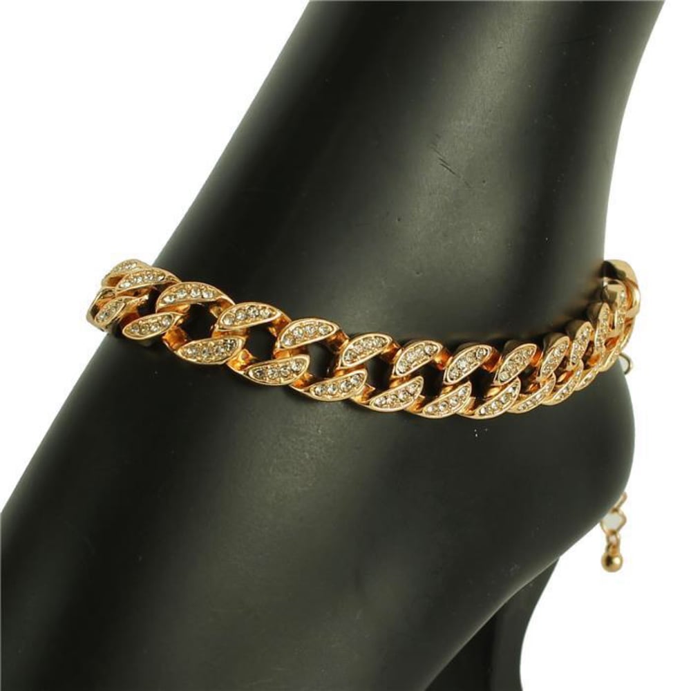 Image of Crystal Cuban Link Anklets