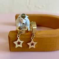Image 1 of Gold Five Point Star Huggie Hoops 