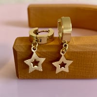 Image 5 of Gold Five Point Star Huggie Hoops 