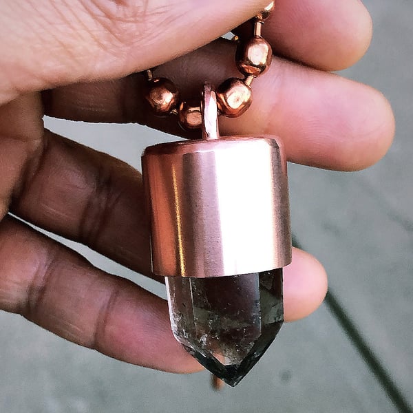 Image of Smoky Quartz Crystal Key Necklace
