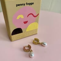 Image 3 of Little Shell Pearl Huggie Hoops 