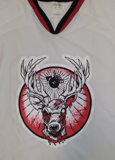 Image of LSP : 20TH ANNIVERSARY BLACK/ RED EMBROIDERED HOCKEY JERSEY