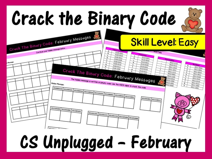 Image of Crack the Binary Code February & Valentine's Day Message (Skill Level: Easy)