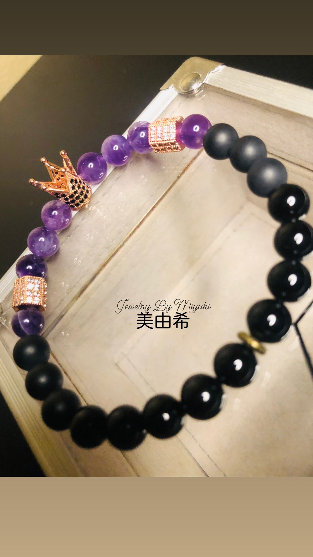 King and Queen gold crown Amethyst bracelet