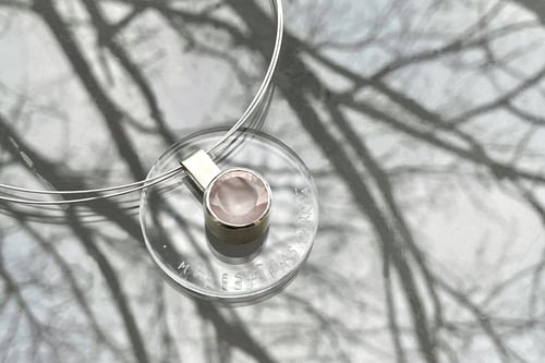 Image of "In the name of love" silver pendant with rose quartz · IN NOMINE AMORIS ·