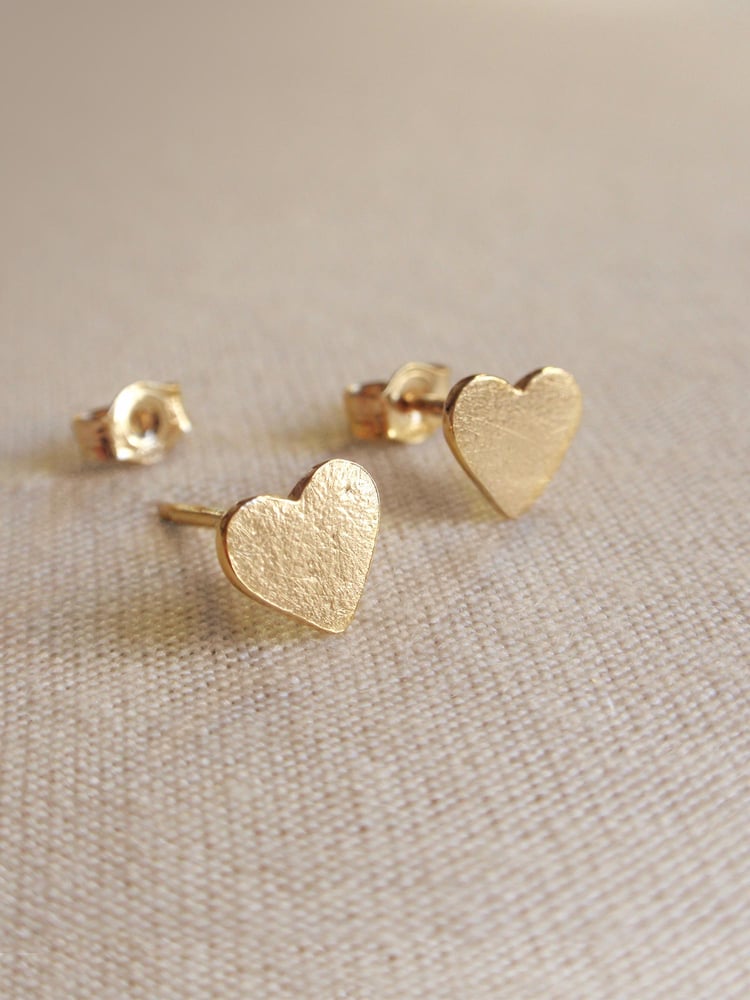 Image of Little Heart Earrings - Golden