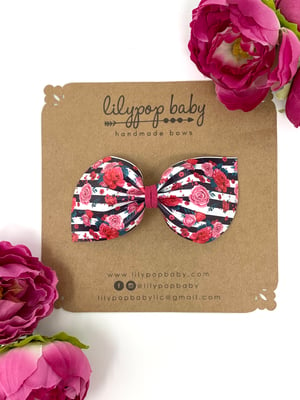 Image of VDay Floral Stripe Bailey Bow