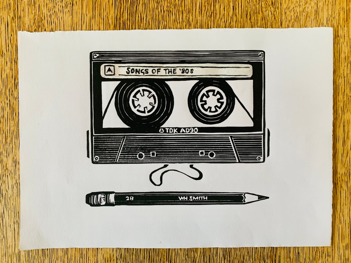 Cassette 'Mix' Tape (Linocut Print) | Chai Monster Productions Cassette 'Mix' Tape (Linocut Print) | Chai Monster Productions