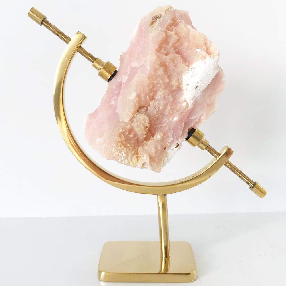 Image of Pink Opal no.03 + Brass Arc Stand