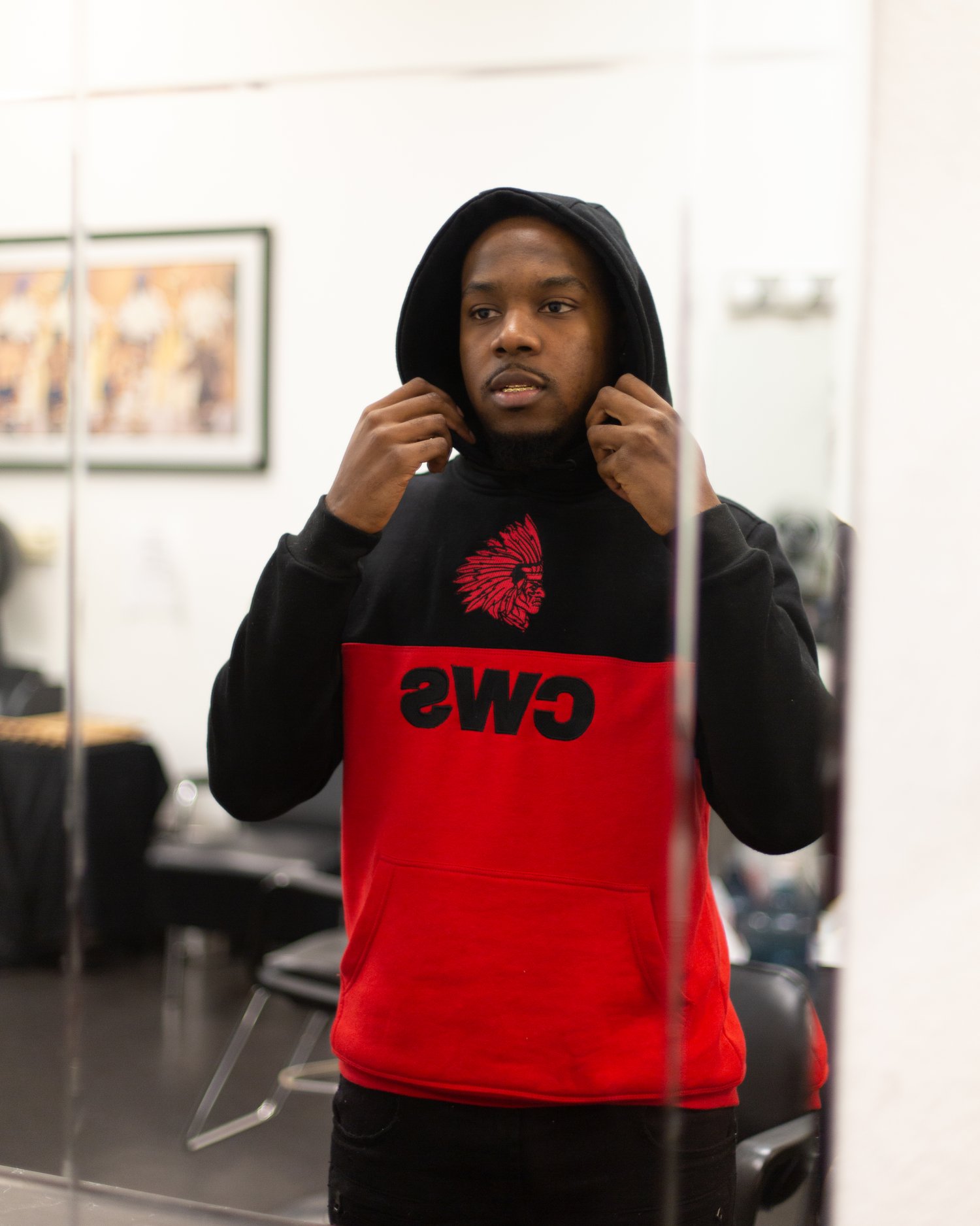 Image of Black and Red 2 Tone Hoodie