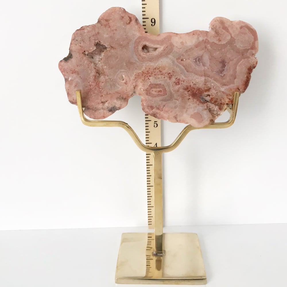 Image of Pink Amethyst no.60 + Brass Easel Post Stand