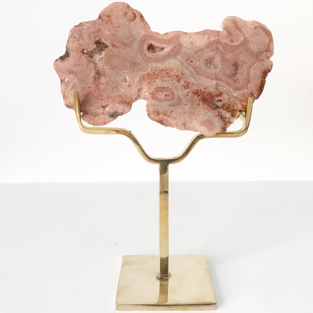 Image of Pink Amethyst no.60 + Brass Easel Post Stand