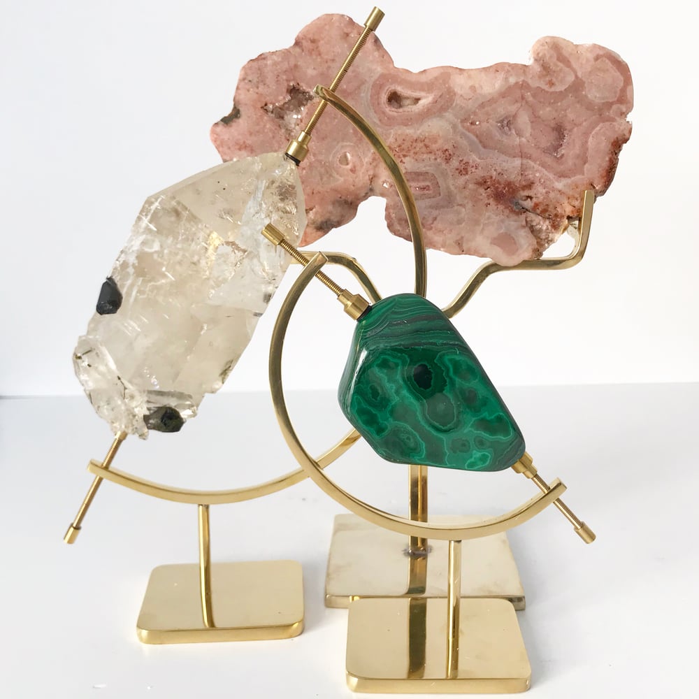 Image of Pink Amethyst no.60 + Brass Easel Post Stand