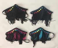 Image 1 of Rainbow Studded Fringe Mask (with filter pocket and nose wire) 