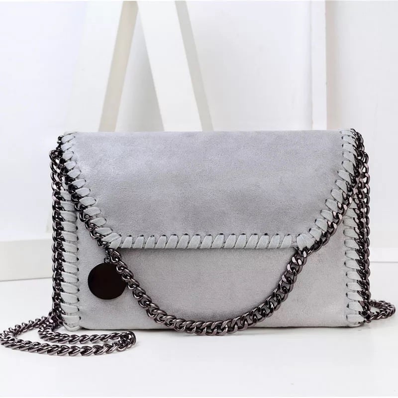 leather purse with chain strap