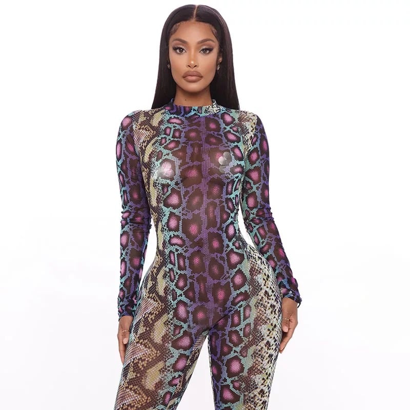 snakeskin one piece jumpsuit