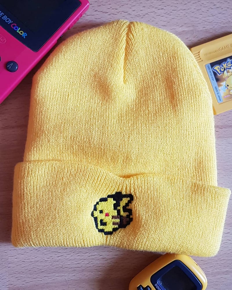 Pikachu pixel art beanie