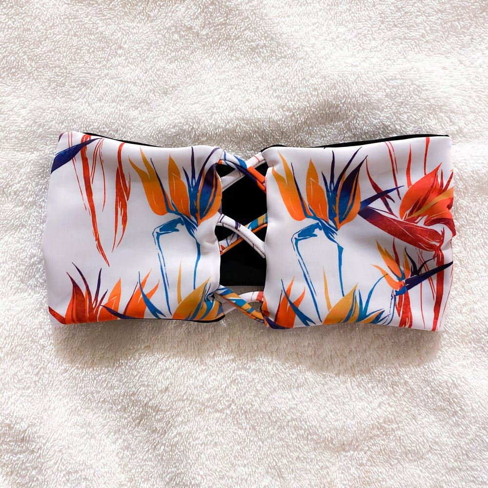 Image of CROSS BANDEAU TOP : BIRD OF PARADISE X BLACK