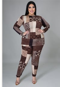 Brown two piece multicolor set