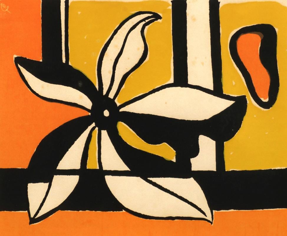 Image of fernand leger / fleur sur un fond jaune et orange / 23/720