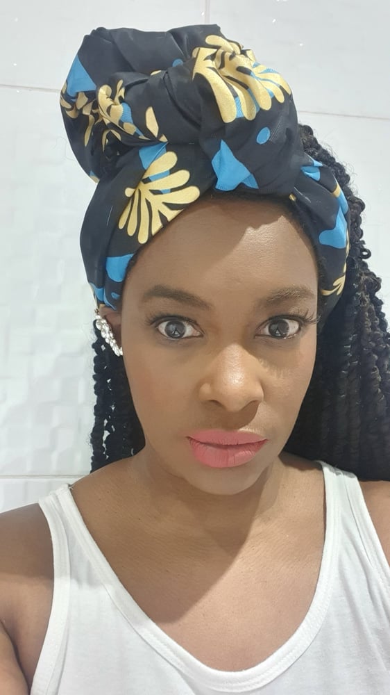 Image of Black and gold headwrap