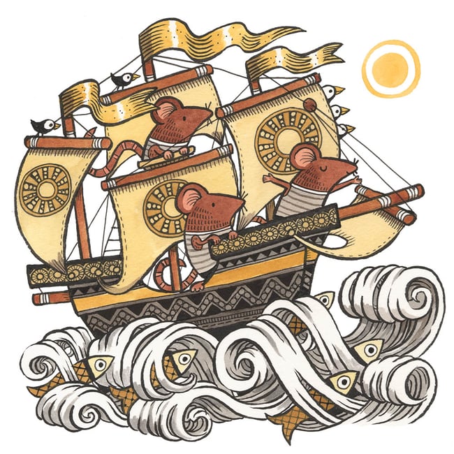 Seafaring Mice Cards - variety pack of 5