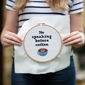 Image of No Speaking Before Coffee cross-stitch pattern