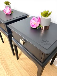 Image 4 of Stag Minstrel BEDSIDE TABLES / BEDSIDE CABINETS painted in dark grey 