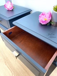 Image 5 of Stag Minstrel BEDSIDE TABLES / BEDSIDE CABINETS painted in dark grey 