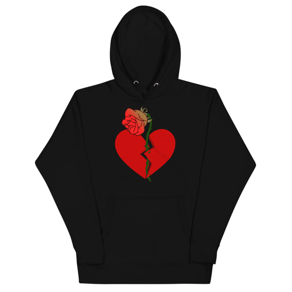 Image of Withered Roses & Broken Hearts hoodie (BigHeart) (Black)
