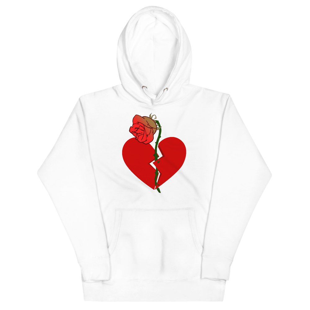 Withered Roses Broken Hearts hoodie BigHeart White