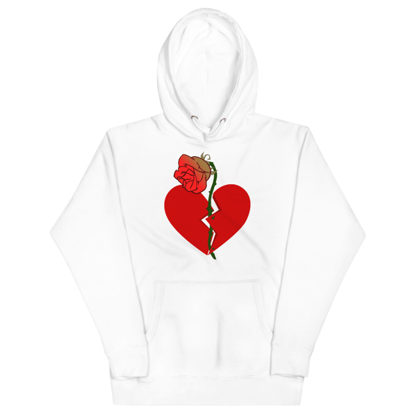 Image of Withered Roses & Broken Hearts hoodie (BigHeart) (White)