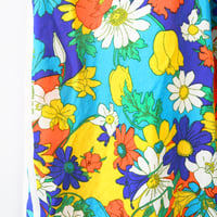 Image 3 of double happiness neon orange vintage fabric 8 floral print bright flouncy skirt courtneycourtney