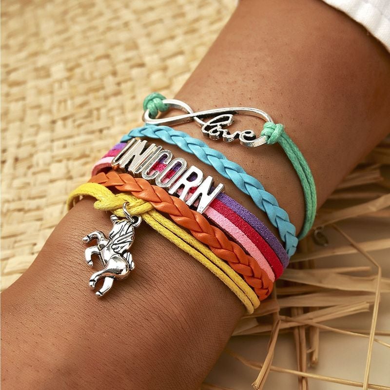 Image of Unicorn & Love Braided Rope Bracelet