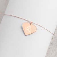 Image 1 of Engraved Silver Heart Necklace with cactus and heart cup