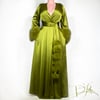 Olive Marabou-cuff "Beverly" Dressing Gown 