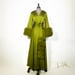 Image of Olive Marabou-cuff "Beverly" Dressing Gown 