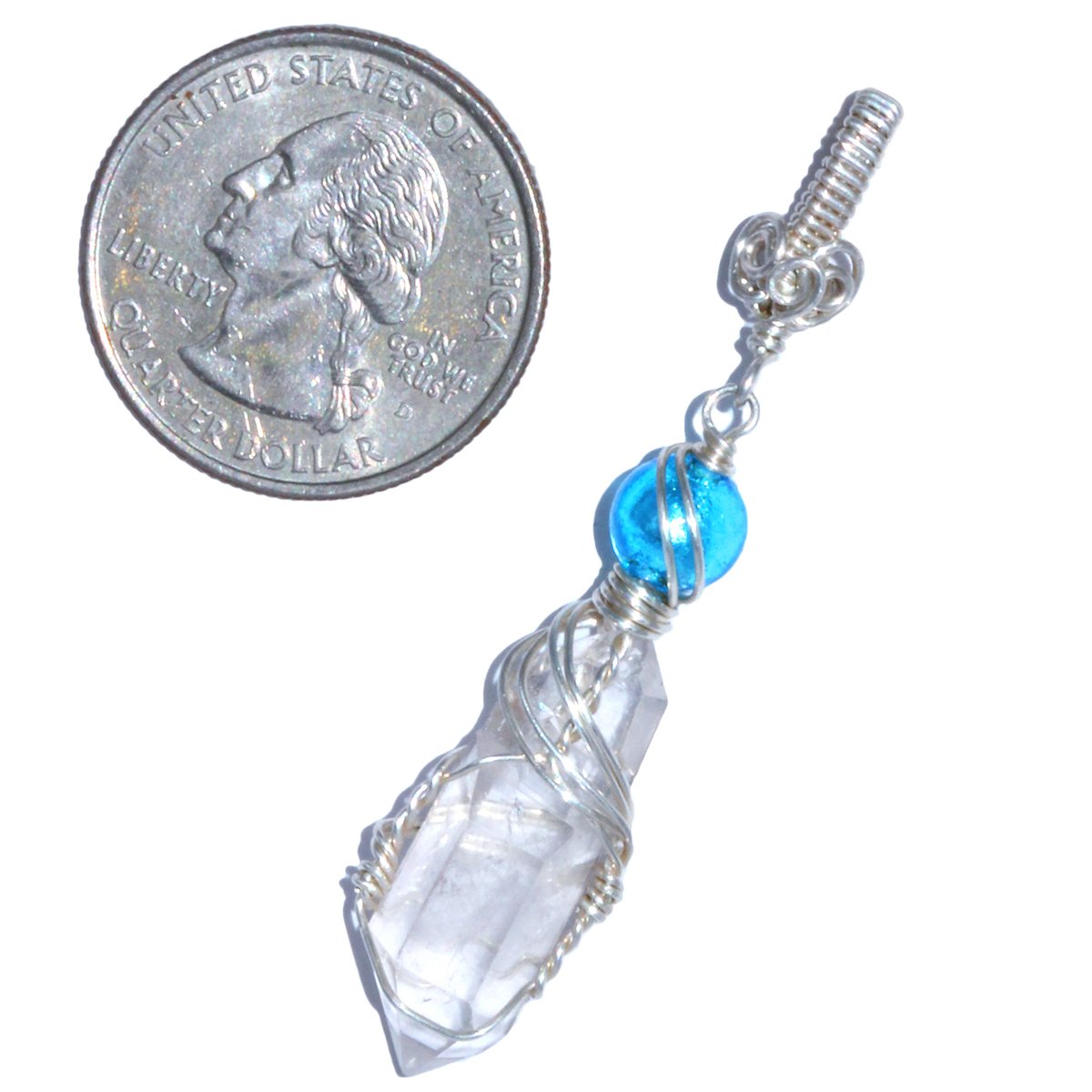 Double Terminated Scepter Quartz Crystal Pendant