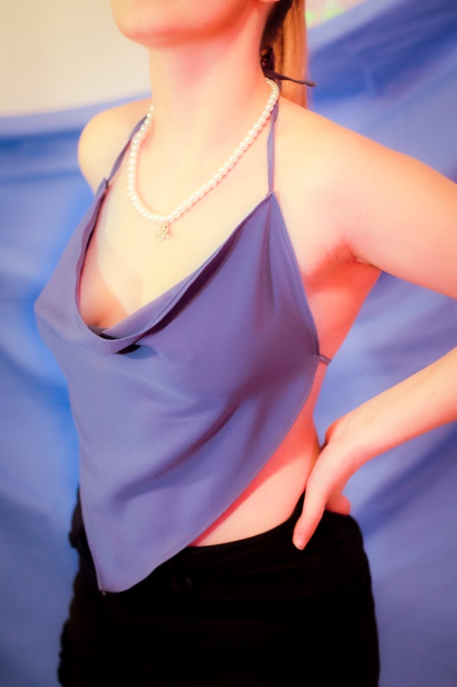 Image of Blue Drape Halter 