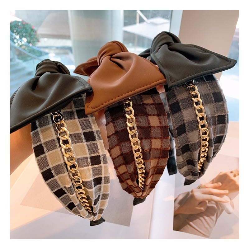 Image of Plaid Gold-Chained Headbands