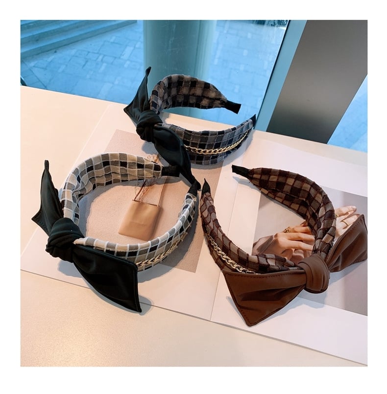 Image of Plaid Gold-Chained Headbands