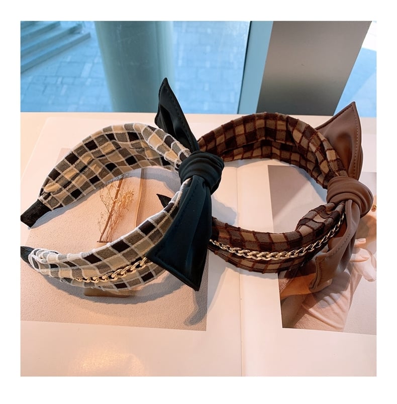Image of Plaid Gold-Chained Headbands