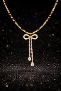 Image 4 of Glass Rhinestone Bow Necklace 